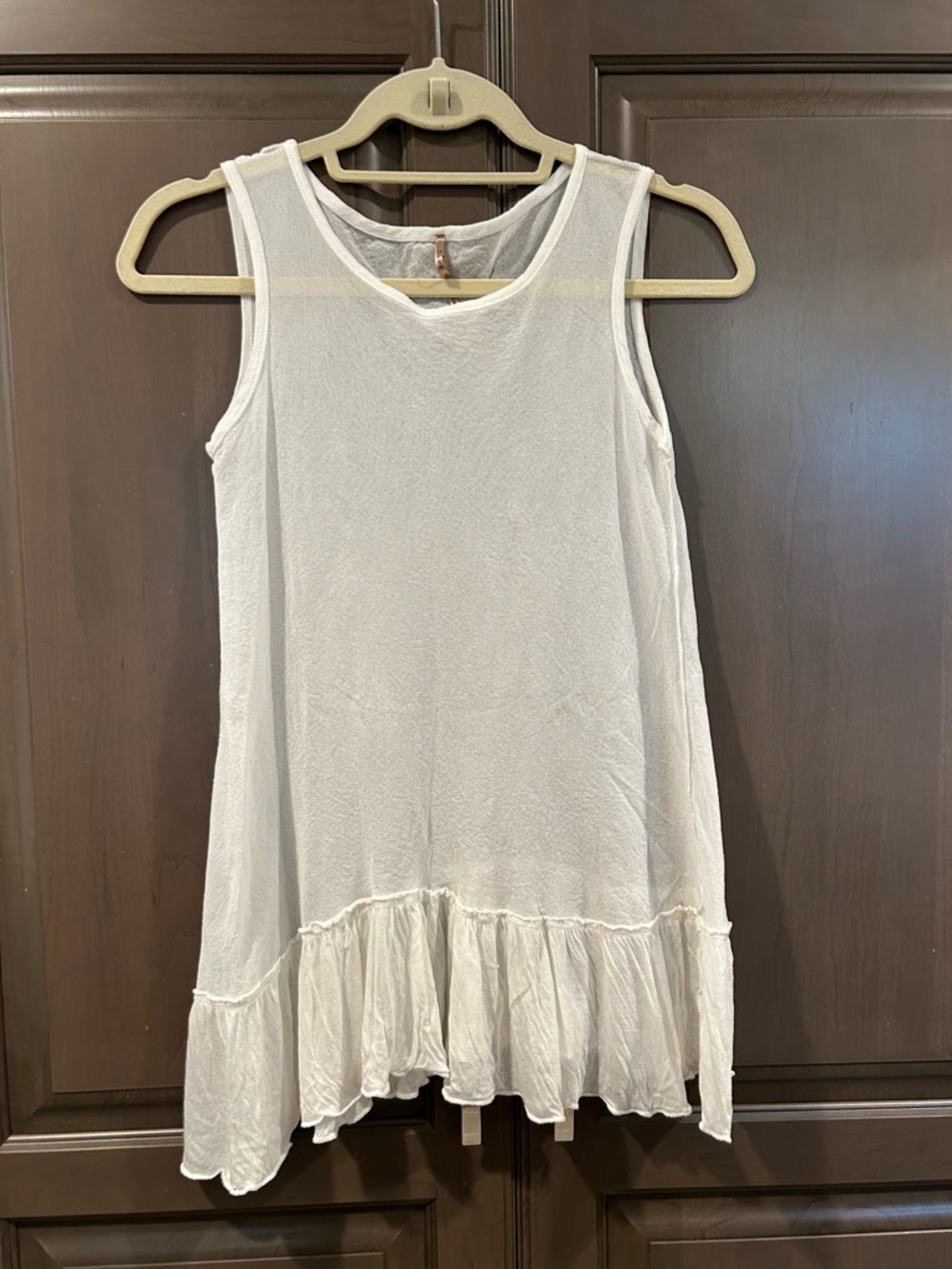 Pete Collection Made in America Layered Mesh Tunic in White, Size S